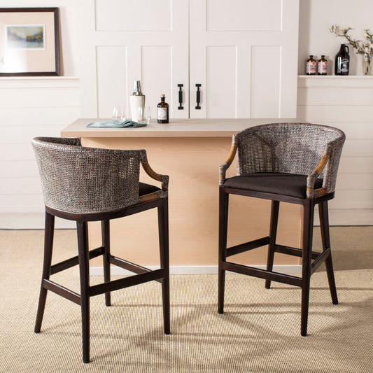 SAFAVIEH Virona Rattan 30-inch Bar Stool - 22.3 W x 20.5 L x 39 H - 22Wx21Dx39H