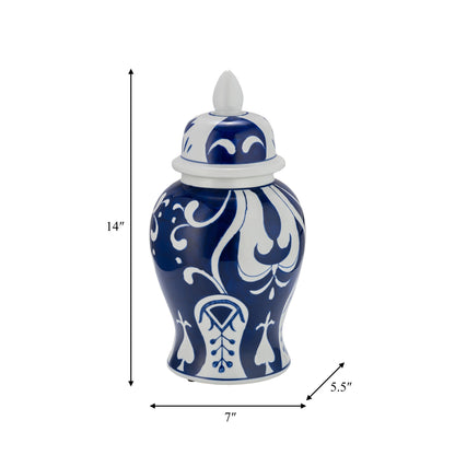 Sagebrook Home Patterned Eclectic Temple Jar with Lid