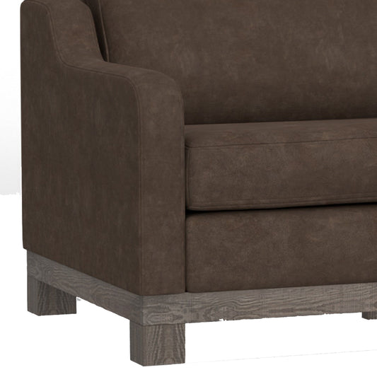 Canapé Sama 91 pouces, 2 coussins décoratifs, pin massif, tissu marron