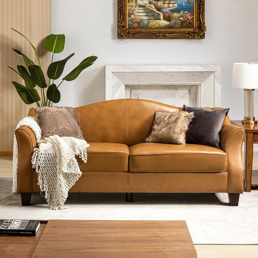 Canapé classique Sandra 81,5 en cuir véritable avec pieds en bois massif par HULALA HOME