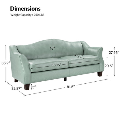 Canapé classique Sandra 81,5 en cuir véritable avec pieds en bois massif par HULALA HOME