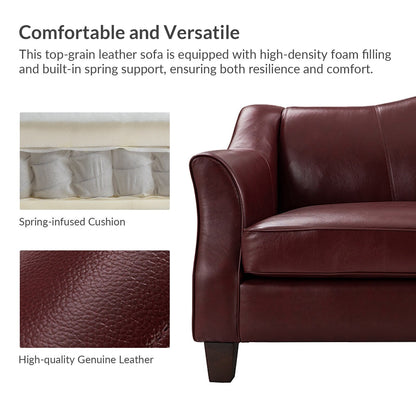 Canapé classique Sandra 81,5 en cuir véritable avec pieds en bois massif par HULALA HOME
