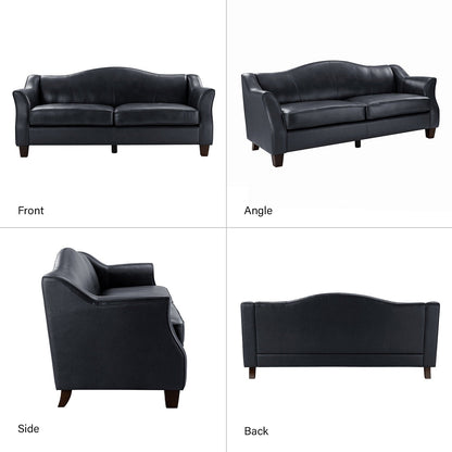 Canapé classique Sandra 81,5 en cuir véritable avec pieds en bois massif par HULALA HOME