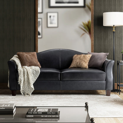 Canapé classique Sandra 81,5 en cuir véritable avec pieds en bois massif par HULALA HOME