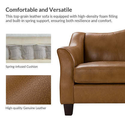 Canapé classique Sandra 81,5 en cuir véritable avec pieds en bois massif par HULALA HOME