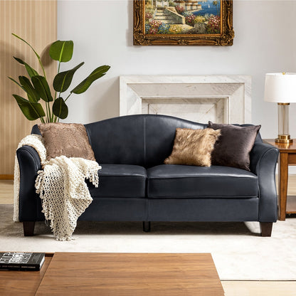 Canapé classique Sandra 81,5 en cuir véritable avec pieds en bois massif par HULALA HOME