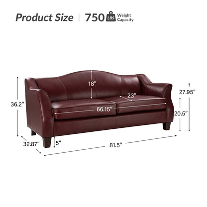Canapé classique Sandra 81,5 en cuir véritable avec pieds en bois massif par HULALA HOME