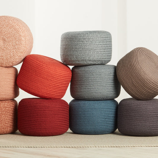 Jaipur Living Saba Solar Round Indoor/Outdoor Polyester Pouf Ottoman/Foot Stool - 18X18X12