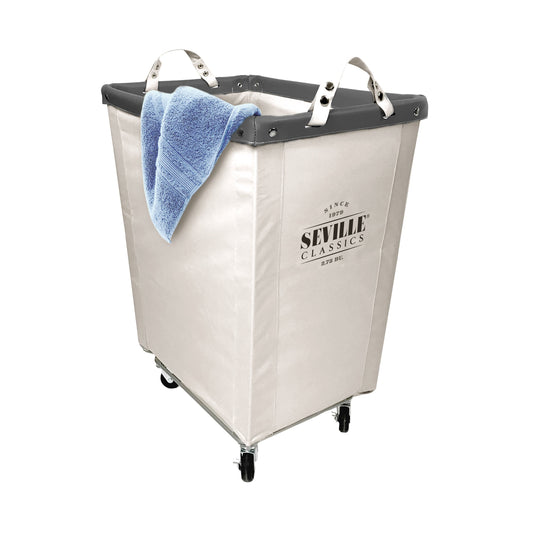 Seville Classics Commercial Grade Heavy-Duty Extra Large Canvas Laundry Basket Hamper with Wheels, 22 D x 16 W x 27 H