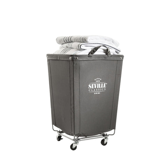 Seville Classics Commercial Heavy-Duty Canvas Laundry Removable Basket Hamper with Wheels, 18.25 D x 18.25 W x 27.5 H
