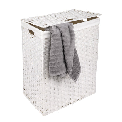 Seville Classics Lidded Foldable Portable Rectangular Laundry Hamper Basket with Washable Liner