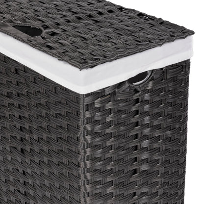 Seville Classics Lidded Foldable Portable Rectangular Laundry Hamper Basket with Washable Liner
