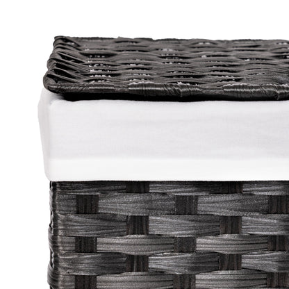 Seville Classics Lidded Foldable Portable Rectangular Laundry Hamper Basket with Washable Liner