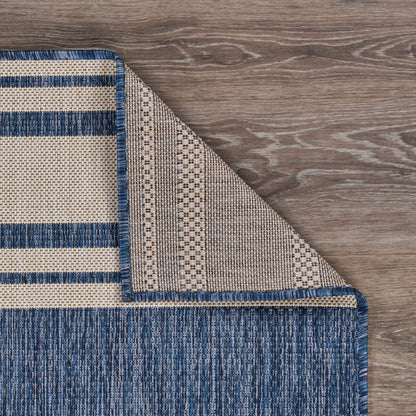 Sevita Navy Blue/White Nautical Navigation Indoor Outdoor Rug