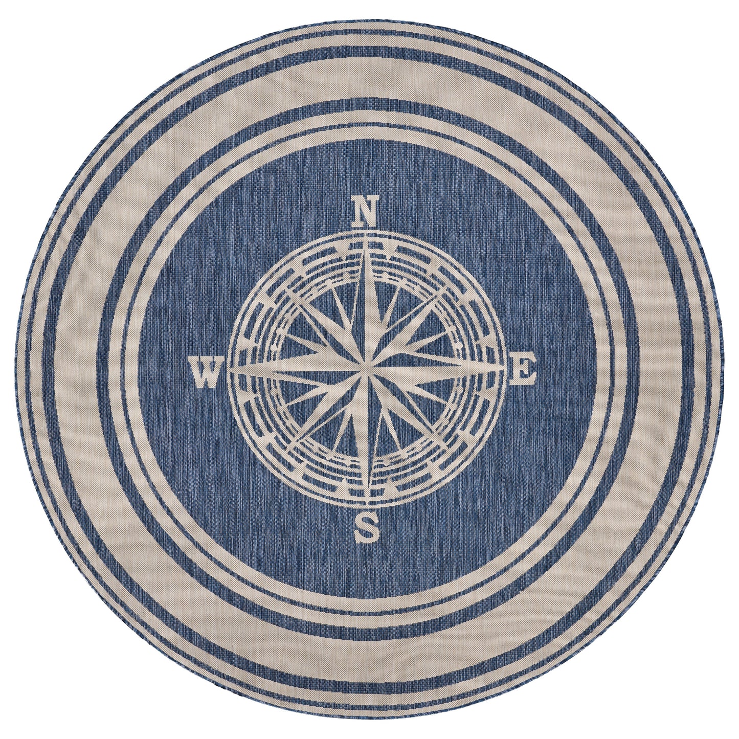 Sevita Navy Blue/White Nautical Navigation Indoor Outdoor Rug