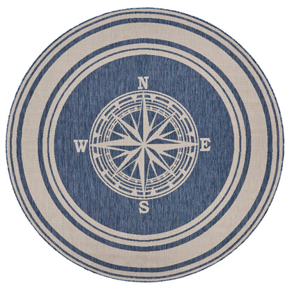 Sevita Navy Blue/White Nautical Navigation Indoor Outdoor Rug