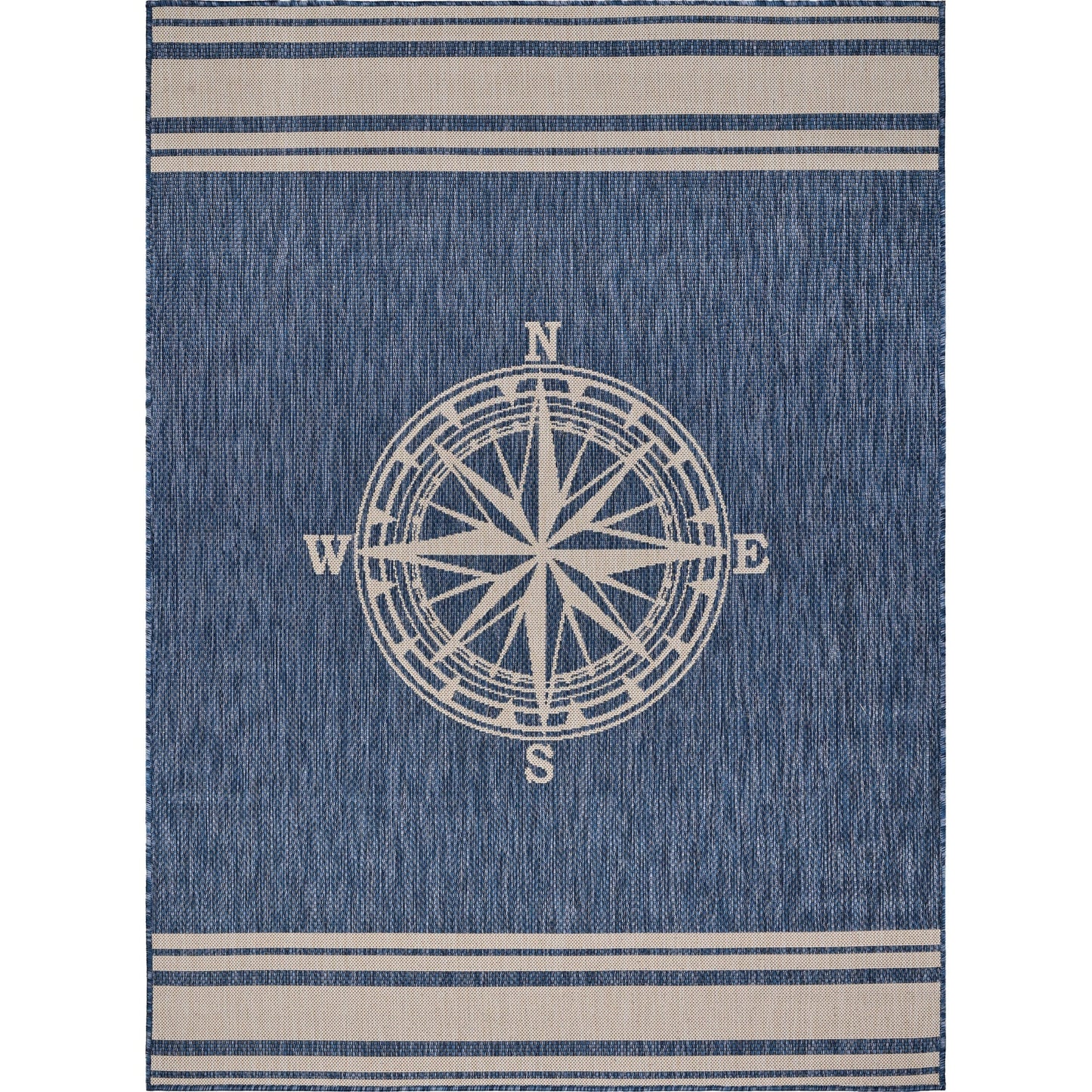 Sevita Navy Blue/White Nautical Navigation Indoor Outdoor Rug