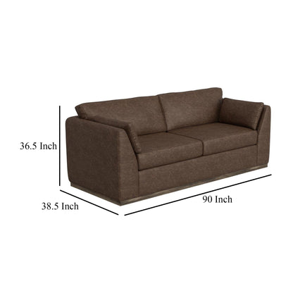 Canapé Sian, 2 plaids décoratifs, dossier avec coussin amovible, similicuir marron foncé