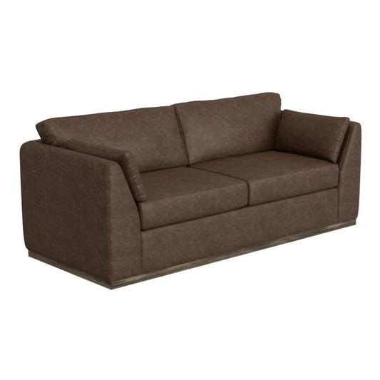 Canapé Sian, 2 plaids décoratifs, dossier avec coussin amovible, similicuir marron foncé