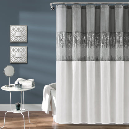 Silver Orchid Gregor Abstract Night Sky Two-tone Shower Curtain