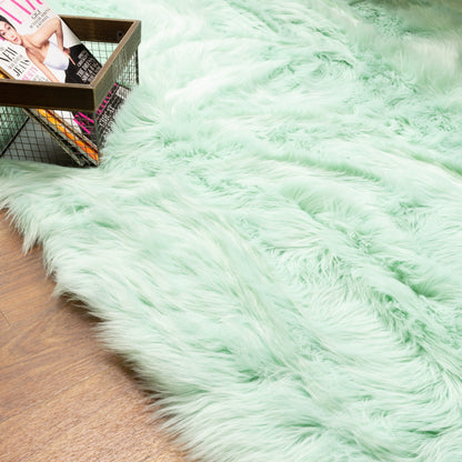 Silver Orchid Parrott Faux Fur Sheepskin Area Rug