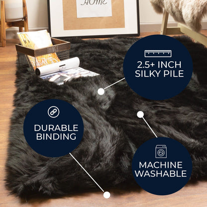 Silver Orchid Parrott Faux Fur Sheepskin Area Rug
