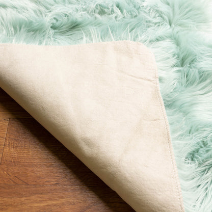 Silver Orchid Parrott Faux Fur Sheepskin Area Rug