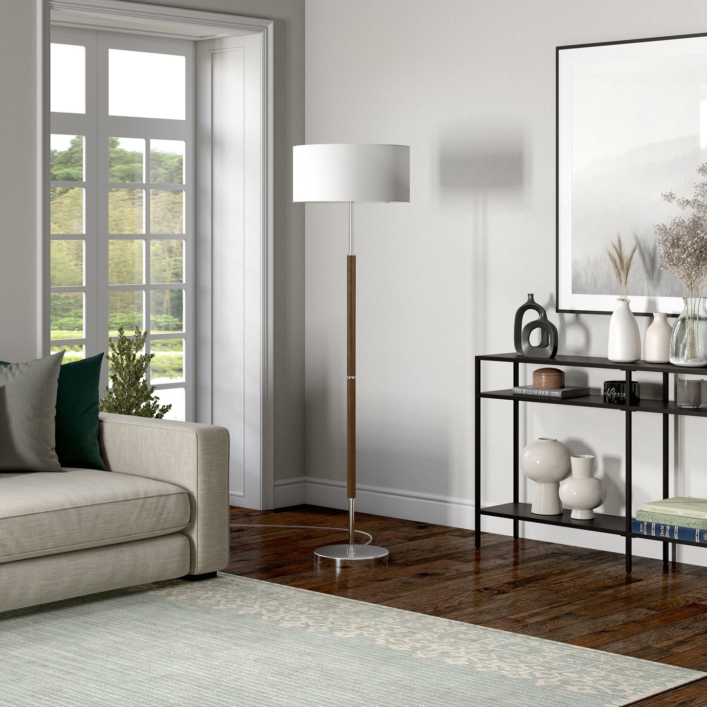 Simone 2-Light Floor Lamp with Fabric Shade