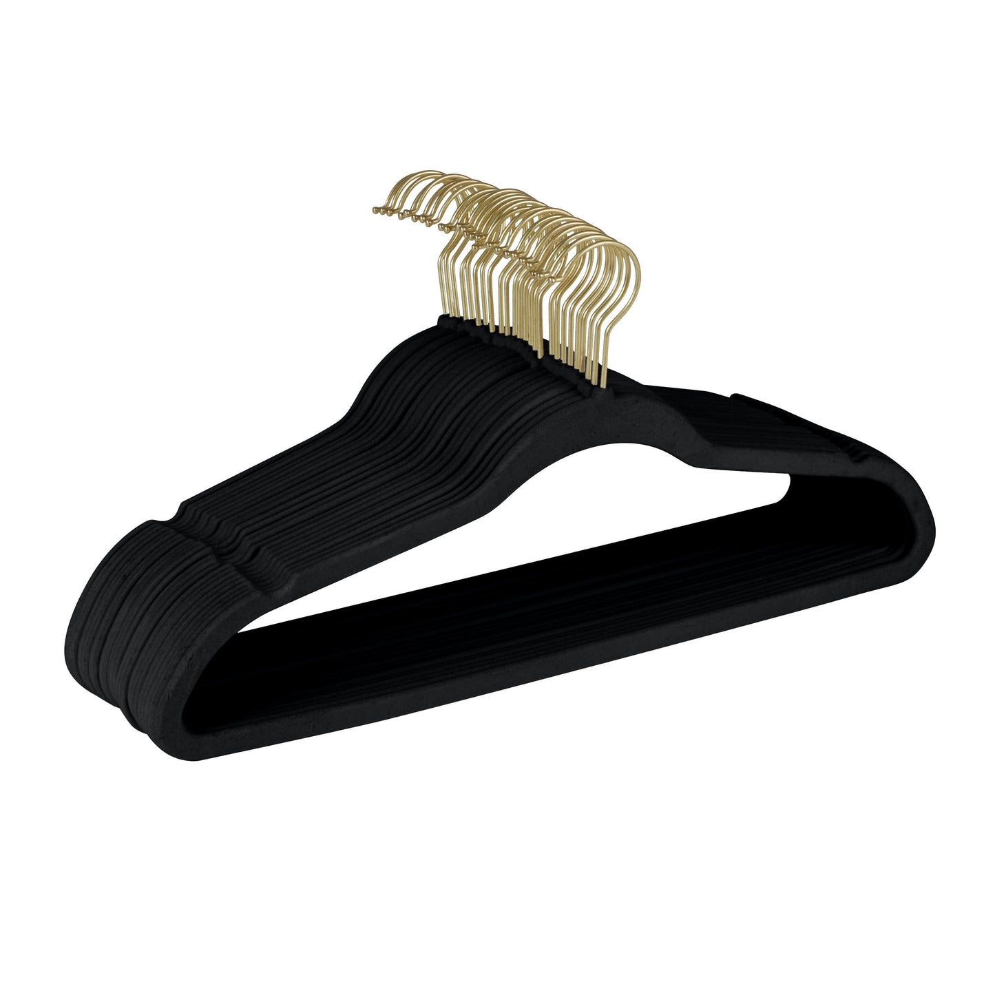 Simplify 25 Pack Slim Velvet Gold Hook Hangers - 17.7 x 9