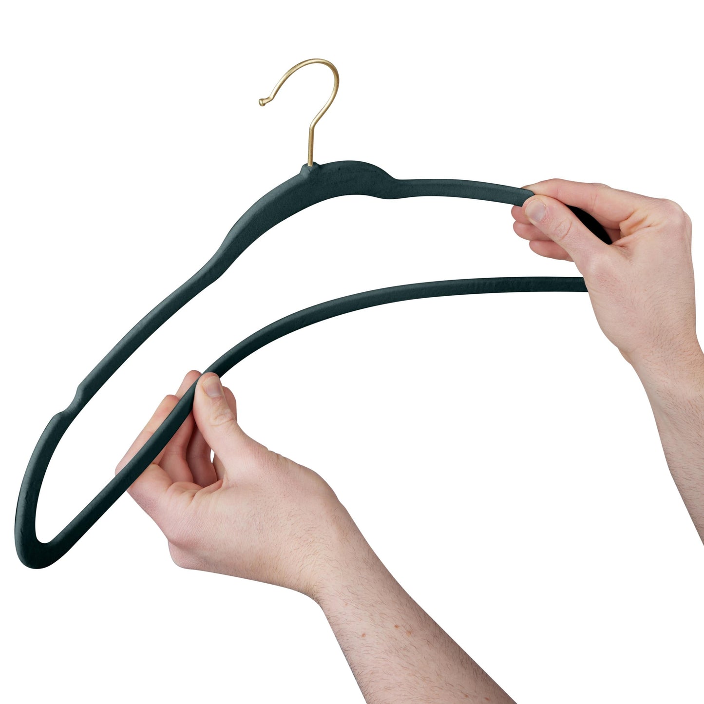 Simplify 25 Pack Slim Velvet Gold Hook Hangers - 17.7 x 9