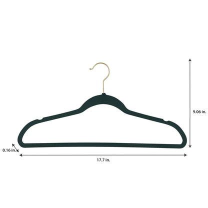 Simplify 25 Pack Slim Velvet Gold Hook Hangers - 17.7 x 9