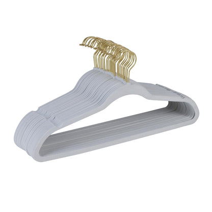 Simplify 25 Pack Slim Velvet Gold Hook Hangers - 17.7 x 9