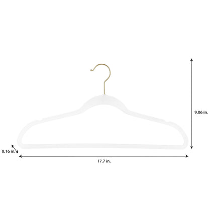 Simplify 25 Pack Slim Velvet Gold Hook Hangers - 17.7 x 9