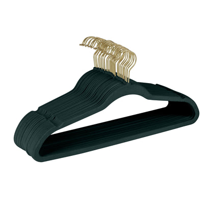 Simplify 25 Pack Slim Velvet Gold Hook Hangers - 17.7 x 9