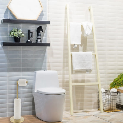 Sleek Toilet Paper Holder with Folding Arm and Reserve Compact Freestanding Metal Holder - Diameter 8 inches X 22 H