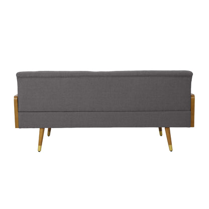 Canapé 72 pouces, design contemporain capitonné, gris foncé, marron