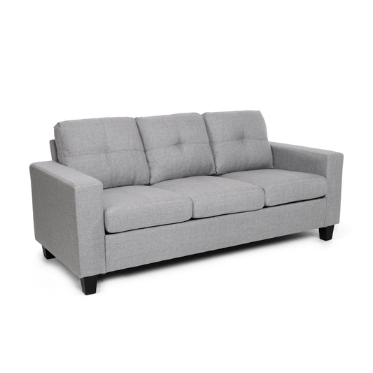 Canapé 76 pouces, confortable, moderne, avec coussins en tissu gris capitonné lisse