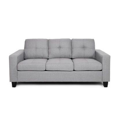Canapé 76 pouces, confortable, moderne, avec coussins en tissu gris capitonné lisse