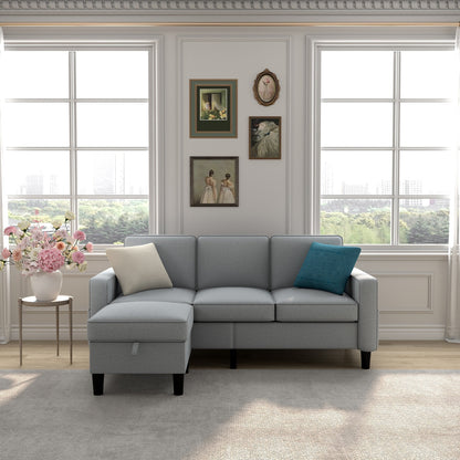 Canapé convertible modulaire et pouf en tissu doux - 53,50 x 77,50 x 33,00