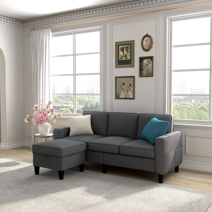 Canapé convertible modulaire et pouf en tissu doux - 53,50 x 77,50 x 33,00