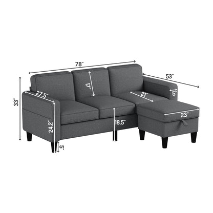 Canapé convertible modulaire et pouf en tissu doux - 53,50 x 77,50 x 33,00