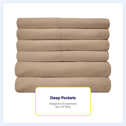 Soft Brushed Microfiber 7-piece Split King Sheet Set - 4 Pillowcases