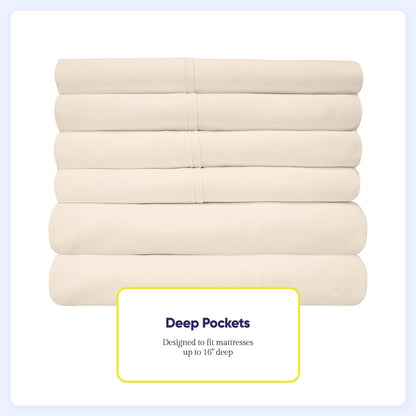 Soft Brushed Microfiber 7-piece Split King Sheet Set - 4 Pillowcases
