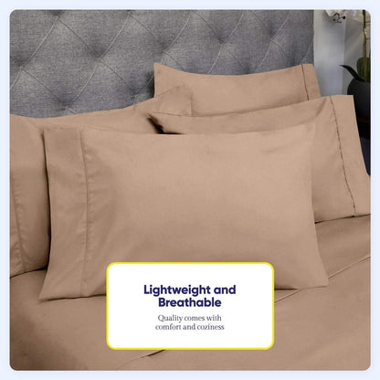 Soft Brushed Microfiber 7-piece Split King Sheet Set - 4 Pillowcases
