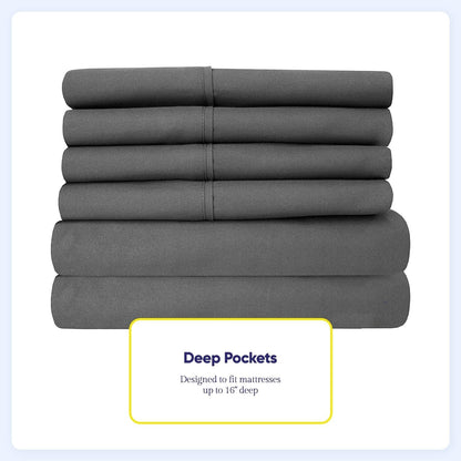 Soft Brushed Microfiber 7-piece Split King Sheet Set - 4 Pillowcases