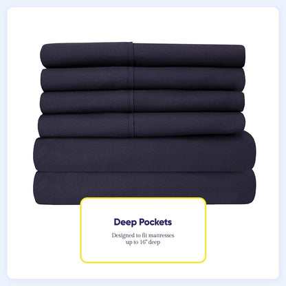 Soft Brushed Microfiber 7-piece Split King Sheet Set - 4 Pillowcases