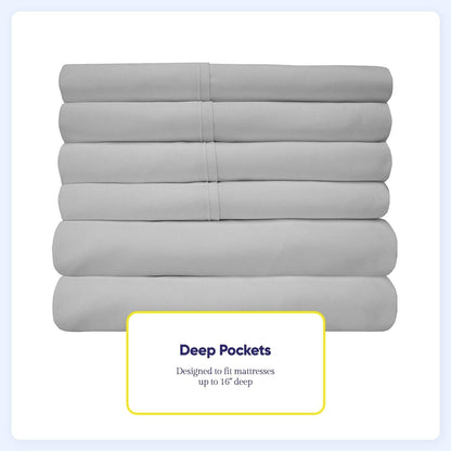 Soft Brushed Microfiber 7-piece Split King Sheet Set - 4 Pillowcases