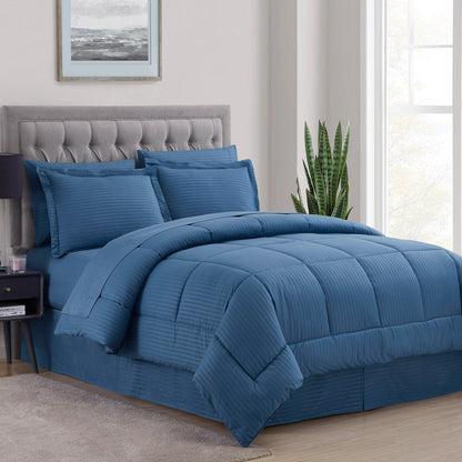Soft Dobby 8-piece Striped Down Alternative Bed-in-a-Bag Set w/ Sheets