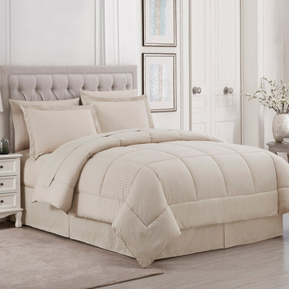 Soft Dobby 8-piece Striped Down Alternative Bed-in-a-Bag Set w/ Sheets
