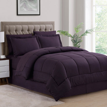 Soft Dobby 8-piece Striped Down Alternative Bed-in-a-Bag Set w/ Sheets